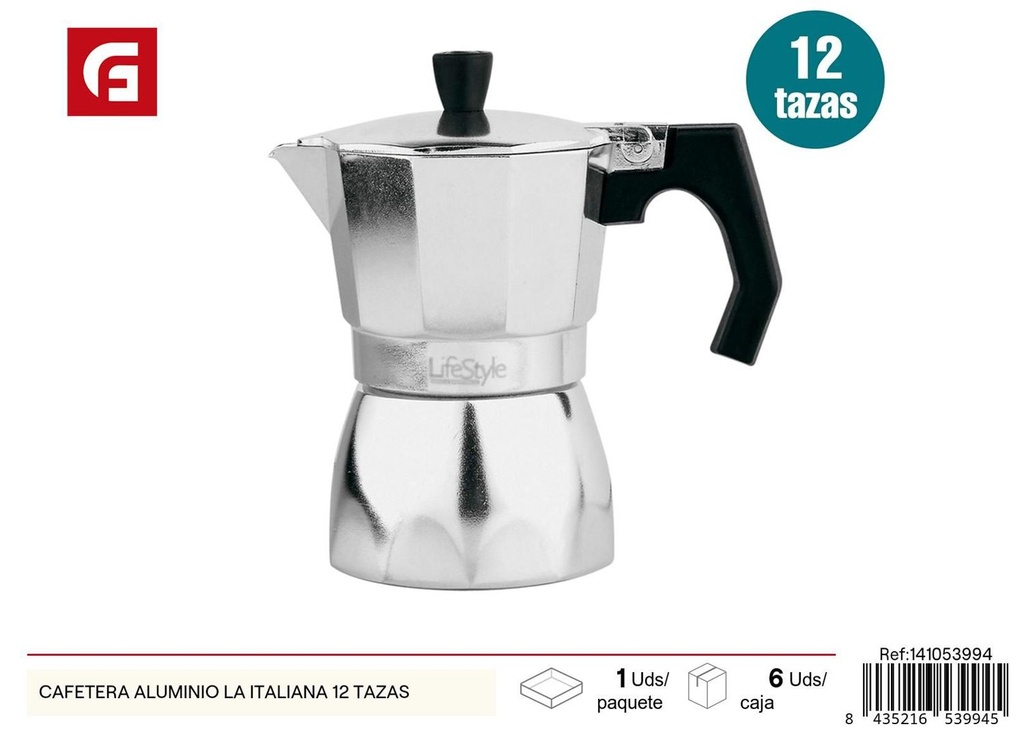 Cafetera de aluminio la Italiana 12 tazas - Utensilios de cocina