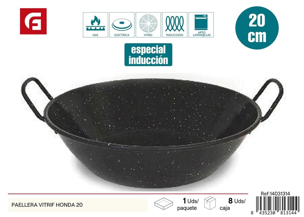 Paellera vitrif honda de 20 cm - Utensilios de cocina