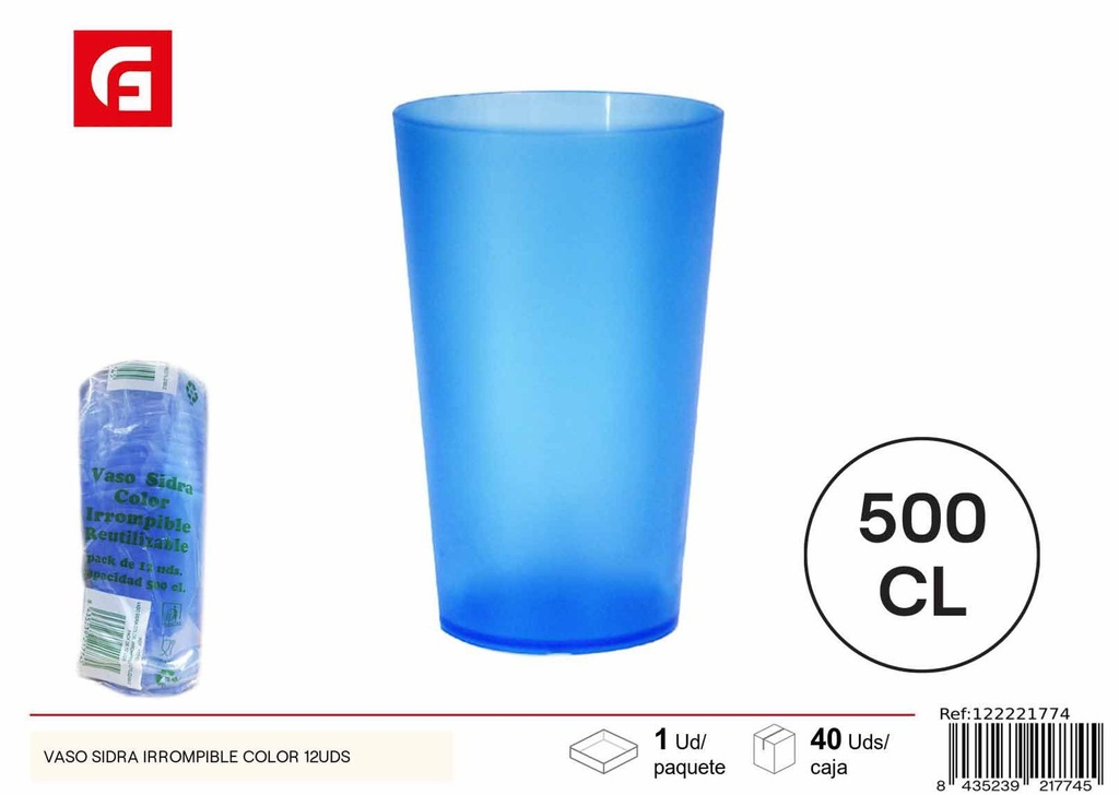 Vaso de sidra irrompible 12 unidades - Utensilios desechables
