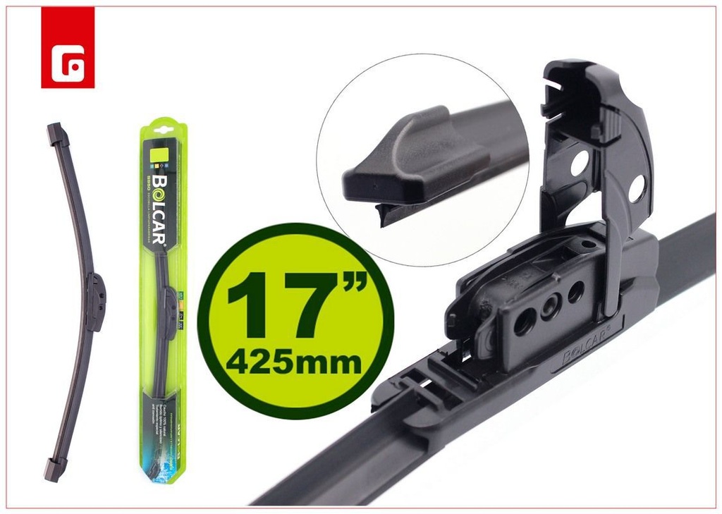 Limpiaparabrisas verde 425mm 17 pulgadas para automóviles
