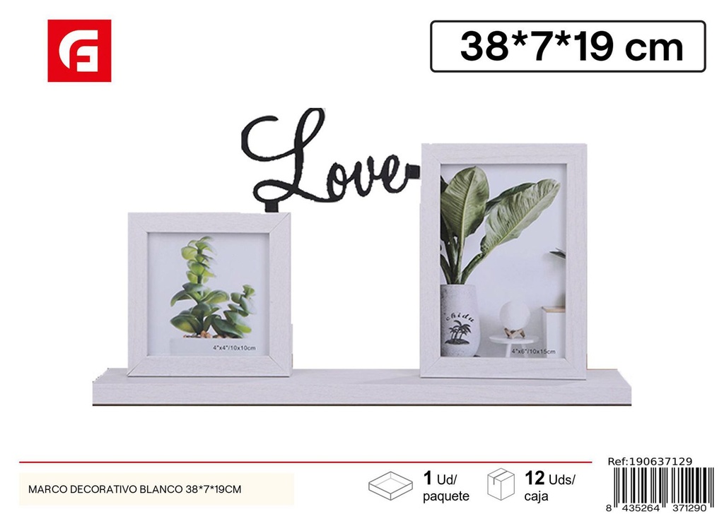 Marco decorativo Blanco DM-8120 38X7X19 cm - Marcos de fotos decorativos
