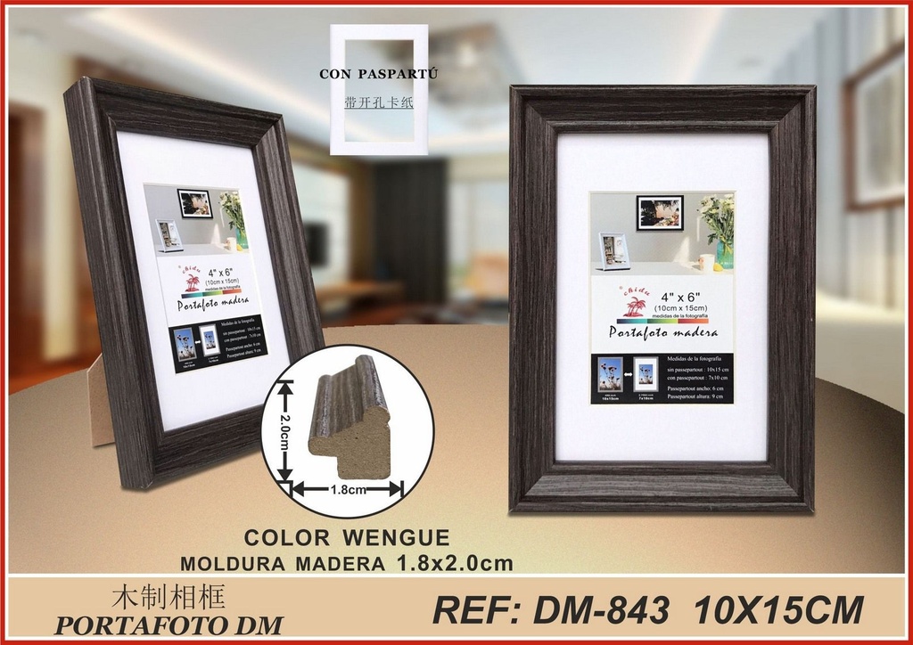 Portafoto madera DM-843 10x15cm - Decoración para el hogar