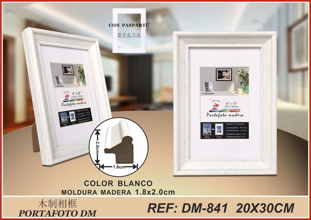 Portafoto madera DM-841 20x30cm - Marcos de fotos