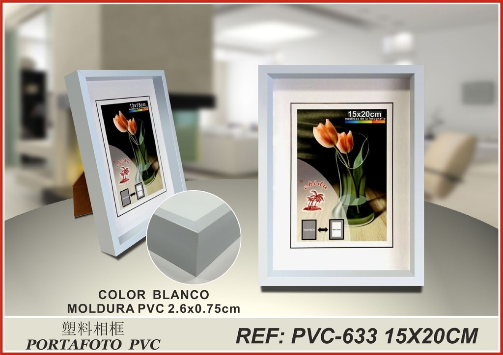 Portafoto blanco PVC-633 15x20cm - Marcos de fotos
