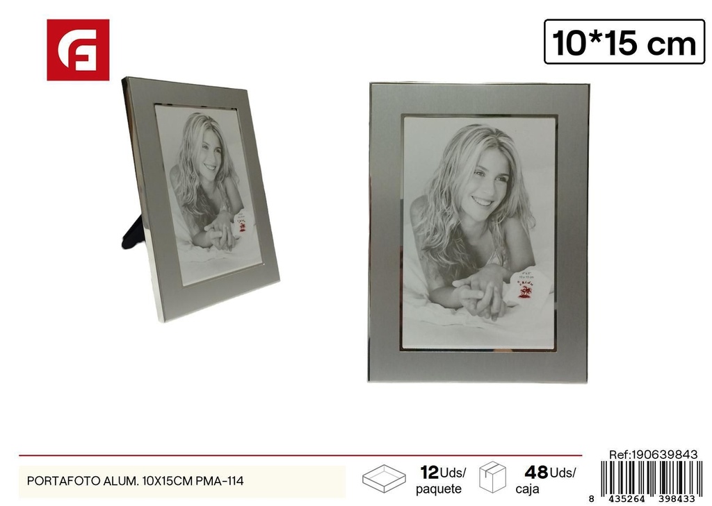 Portafoto de aluminio 10x15 cm PMA-114 - Marcos de fotos