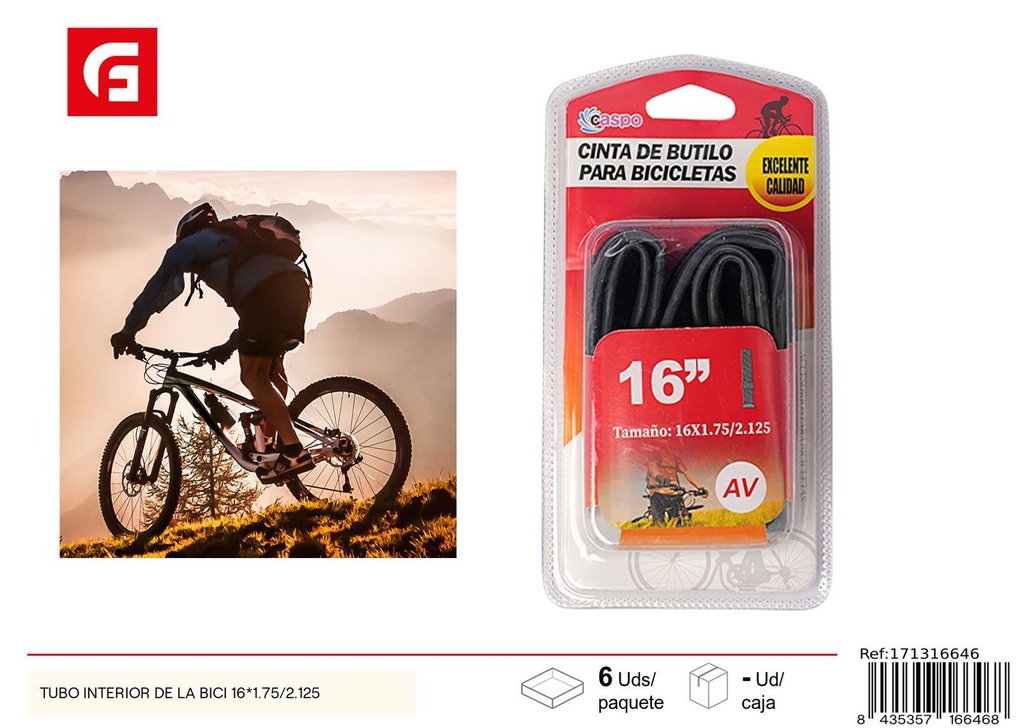 Tubo interior de bicicleta 16x1.75/2.125 NT-004 - Accesorios de ciclismo
