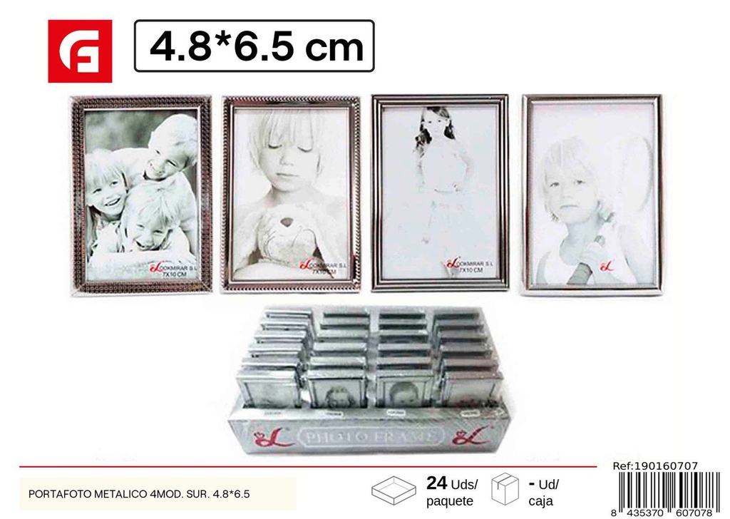 Portafoto metálico 4.8*6.5cm 4 modelos surtidos para decoración y fotos