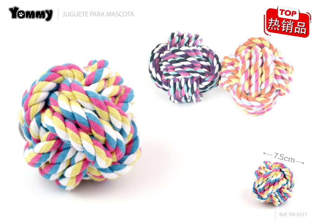 Juguete bola nudo de algodón de 7.5 cm - Juguetes para mascotas