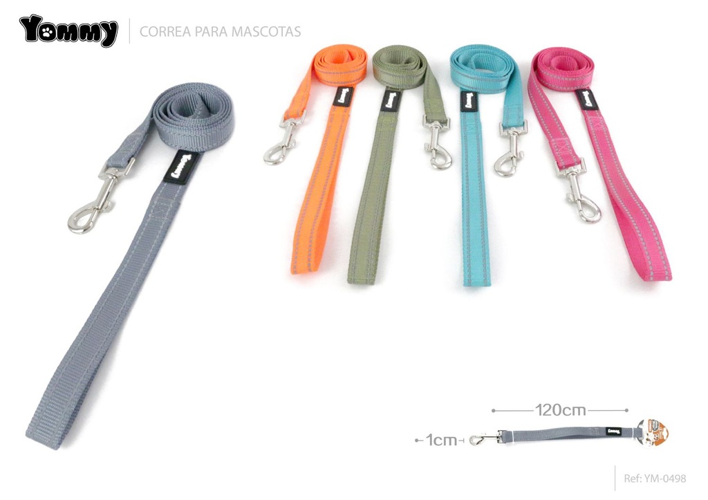 Correa reflectante de doble cinta 1.0 x 120 cm - Accesorios para mascotas
