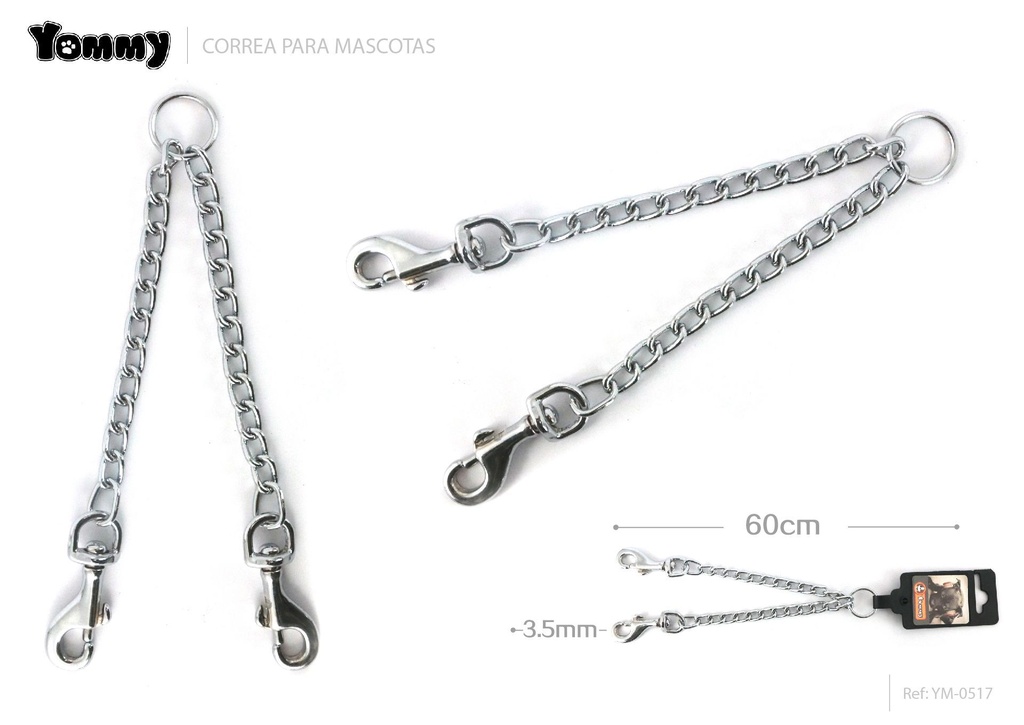 Correra doble de acero inoxidable 3.5mm*60cm - Accesorios para mascotas