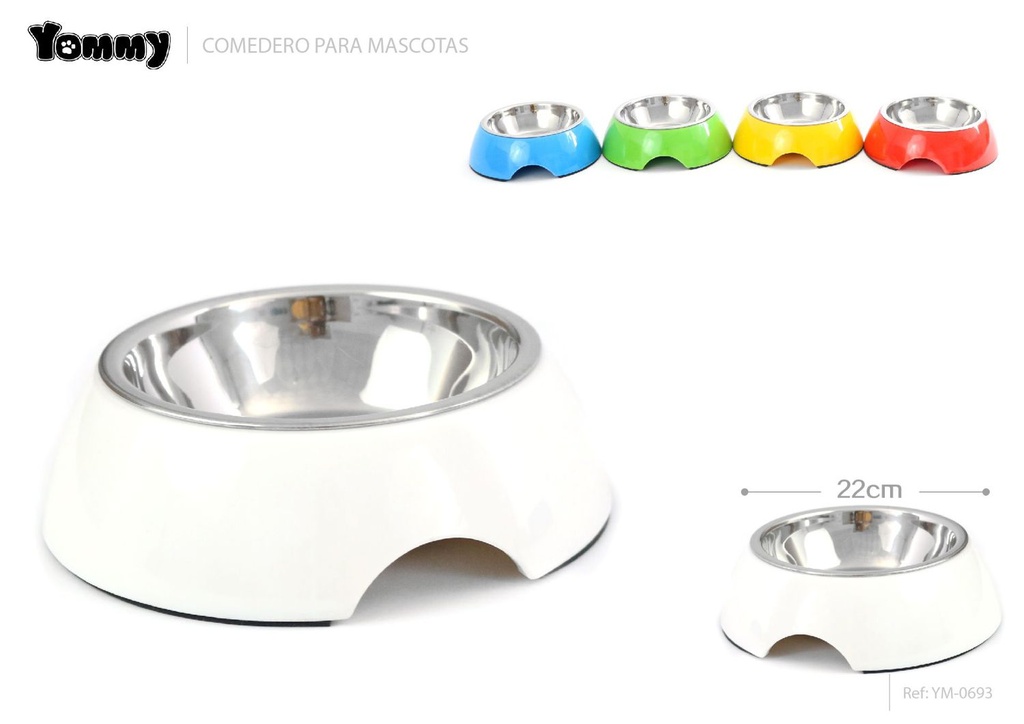 Comedero para perro de acero inoxidable 22x8 cm resistente y duradero