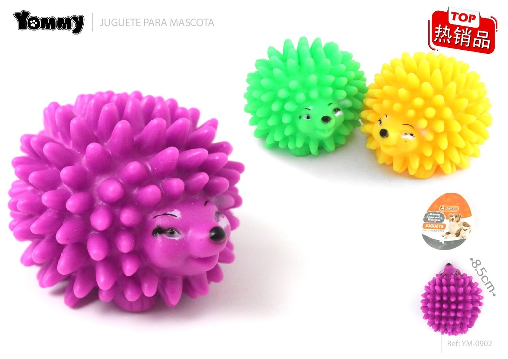 Juguete de vinilo erizo D8.5cm para mascotas