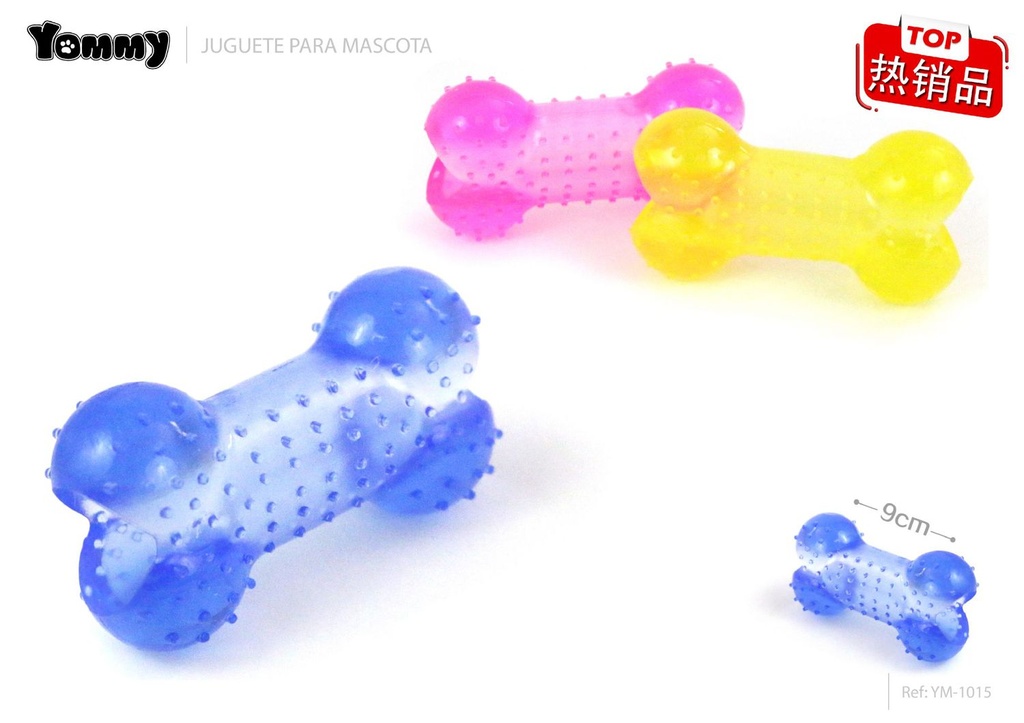 Juguete en forma de hueso transparente 9 cm para mascotas - Artículos para mascotas