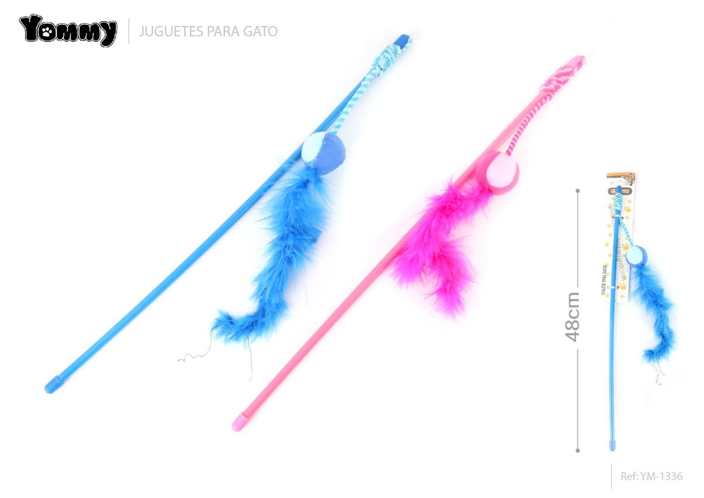 Juguete para gatos con plumas 48cm para juego y diversión