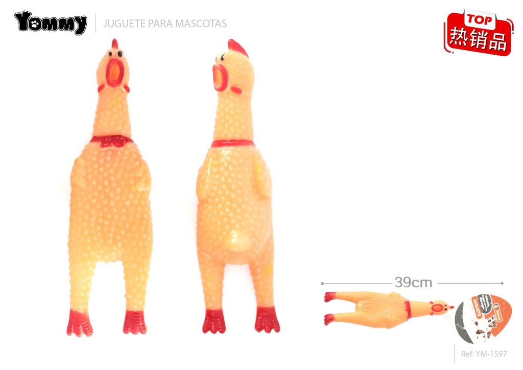 Juguete de vinilo grande 39cm para mascotas (gallina chillona)