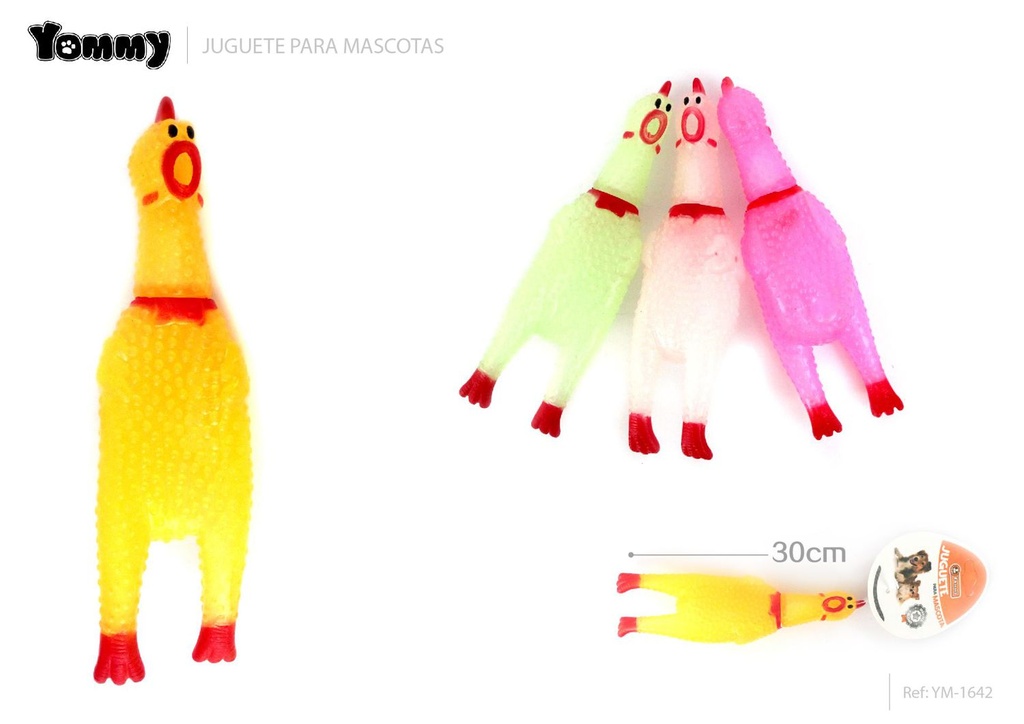 Juguete de pollo mediano 30 cm - Juguete de goma para mascotas