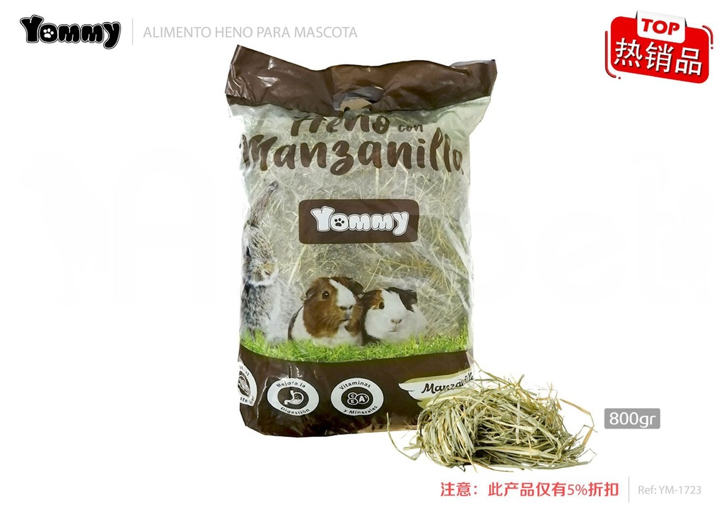 Alimentos heno manzanilla 800g - Comida para pequeños animales