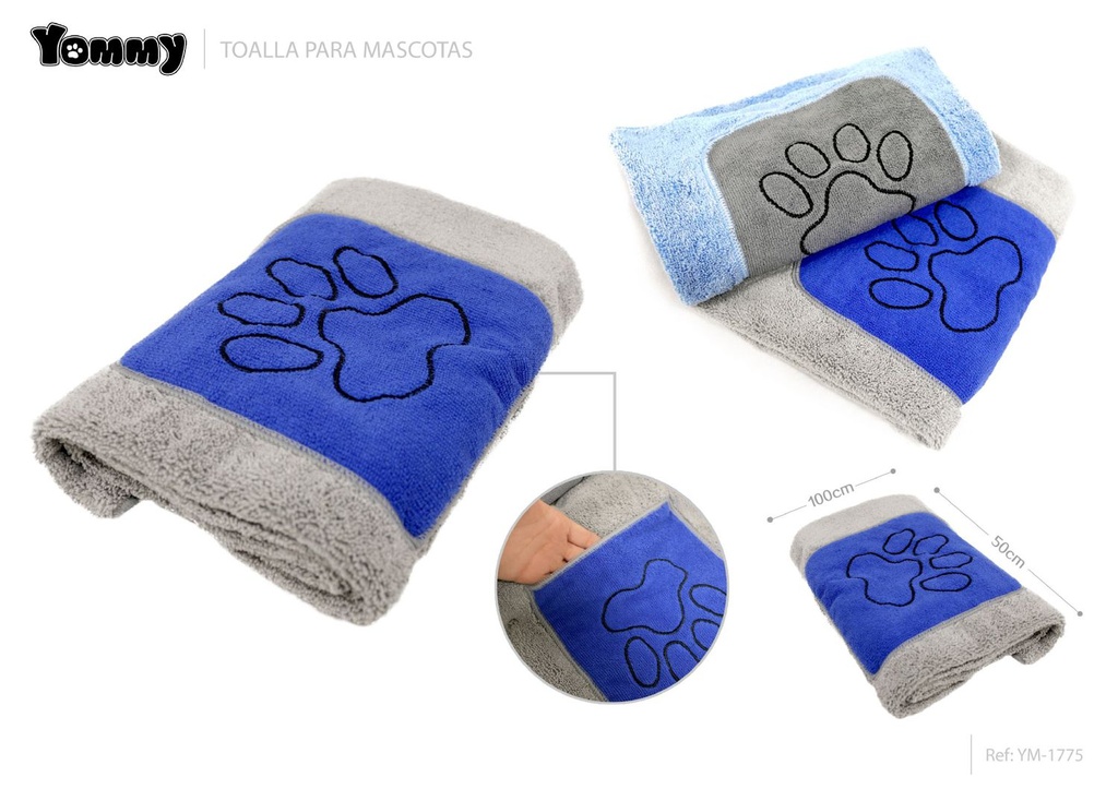 Toalla para mascotas 50x100 cm - Utensilios de baño para mascotas