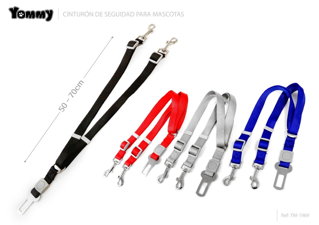 Correa de seguridad de doble cabeza 2.0x50-70cm - Accesorios para mascotas