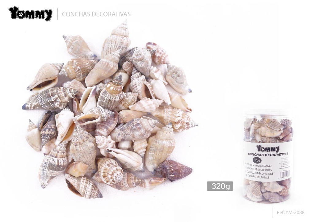 Conchas decorativas negras 320g para acuario y manualidades