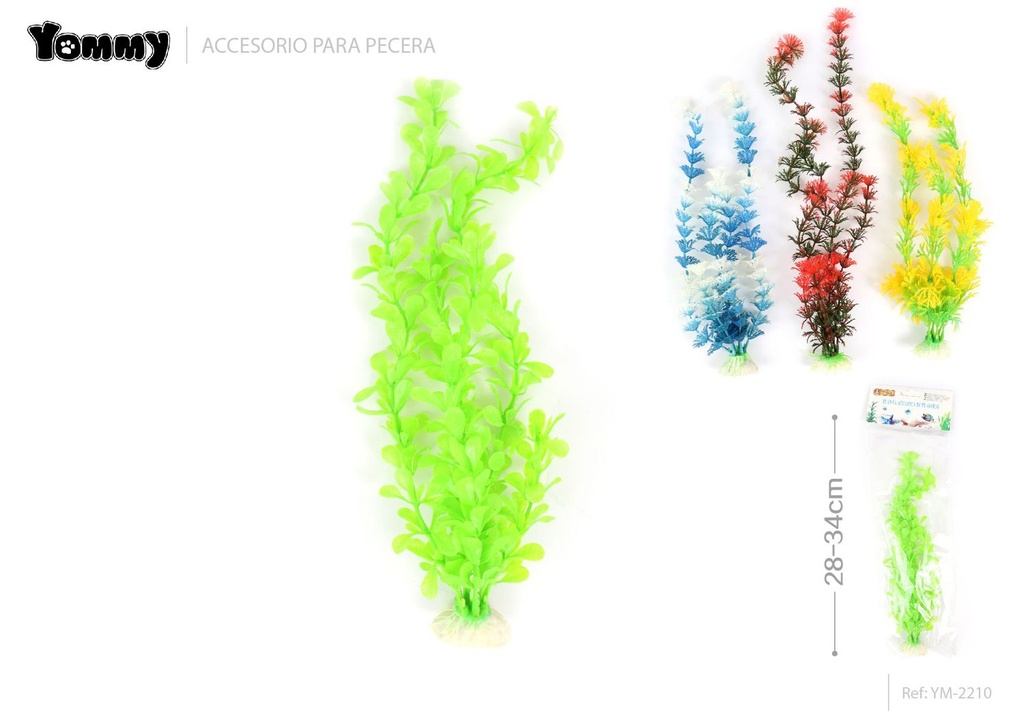 Planta acuática de plástico 28-34cm para decoración de acuarios