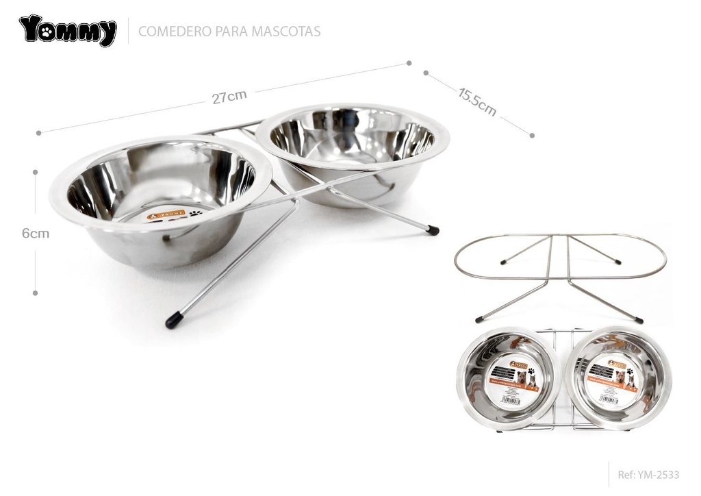 Comedero de hierro para mascotas 27*15.5*6 cm - Plato para alimentos de mascotas