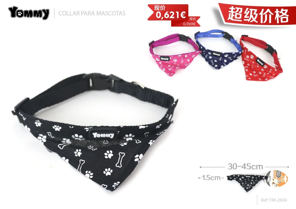 Bufanda nylon para mascotas 1.5x30-45cm para protección y estilo