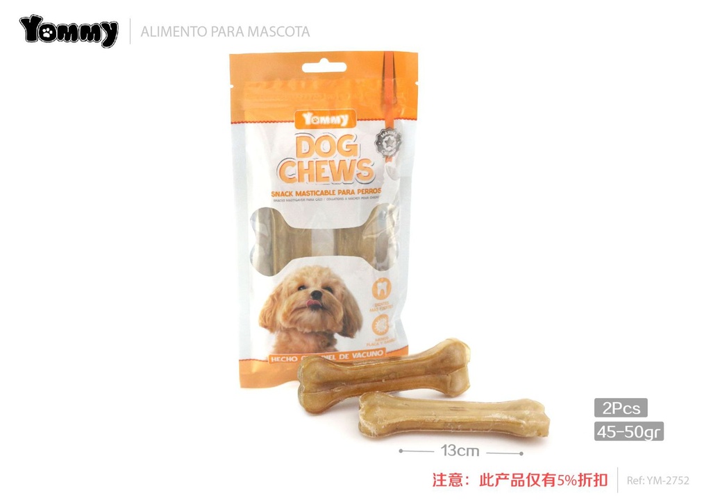 Alimento para mascotas hueso 13cm 45-50g 2 piezas para perros