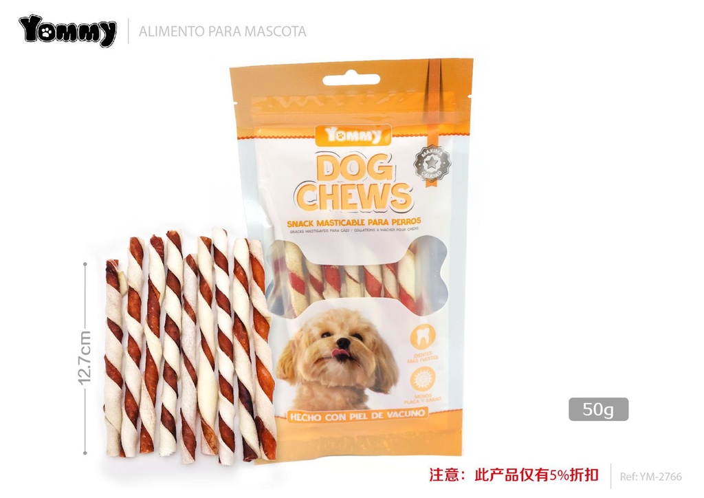 Alimento palillo 12.70cm 4-6mm 10 piezas, snack para perros