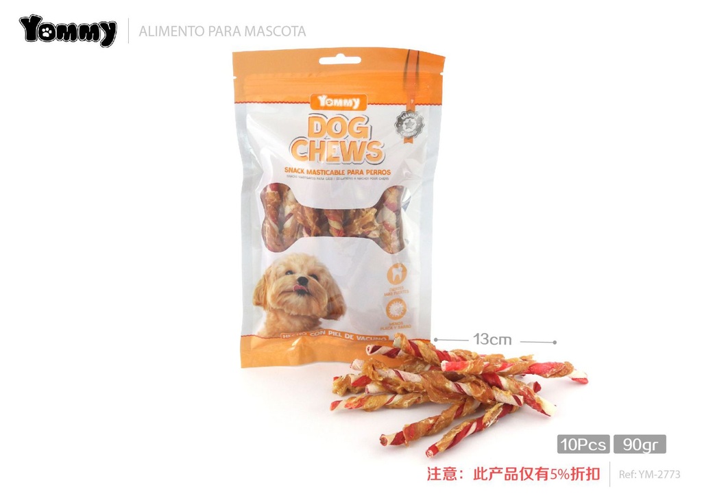 Alimento palillo para perro 13cm 9-11mm 10 piezas para mascotas
