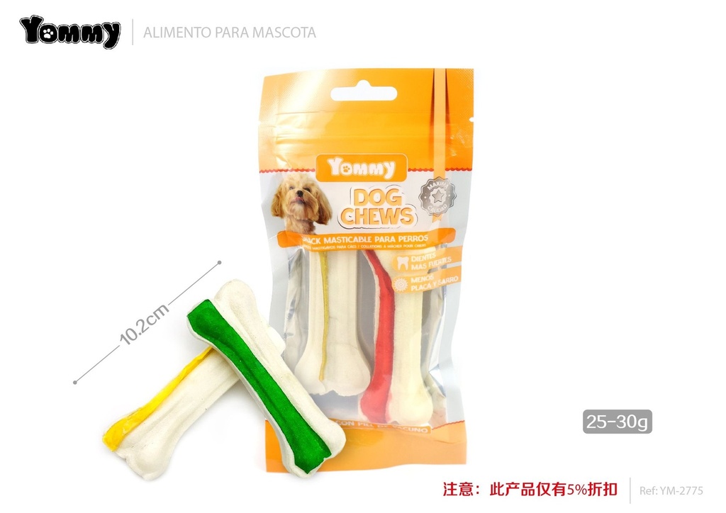 Hueso a presión de 10.2cm, 25-30g (2 piezas) - Snacks para mascotas