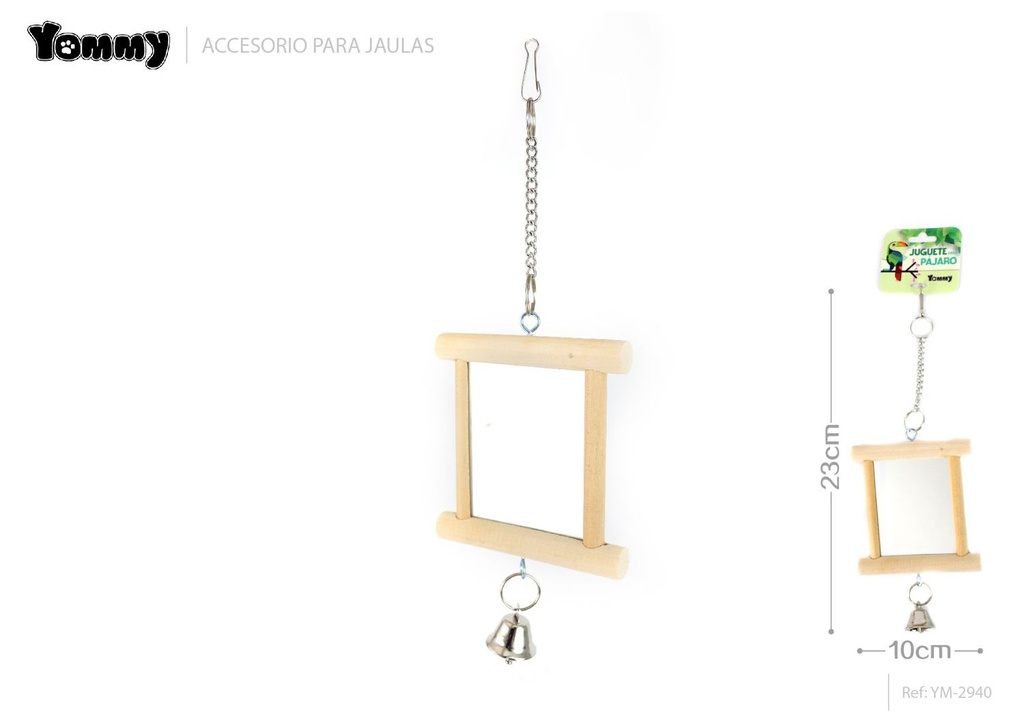 Espejo de madera doble cara 10*23 cm - Accesorios para mascotas