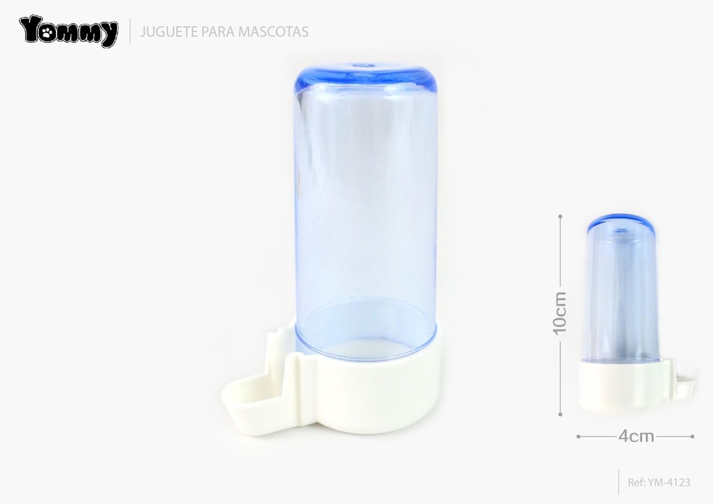 Bebedero pájaro corto azul 1 pza 4*10 cm - Accesorios para aves