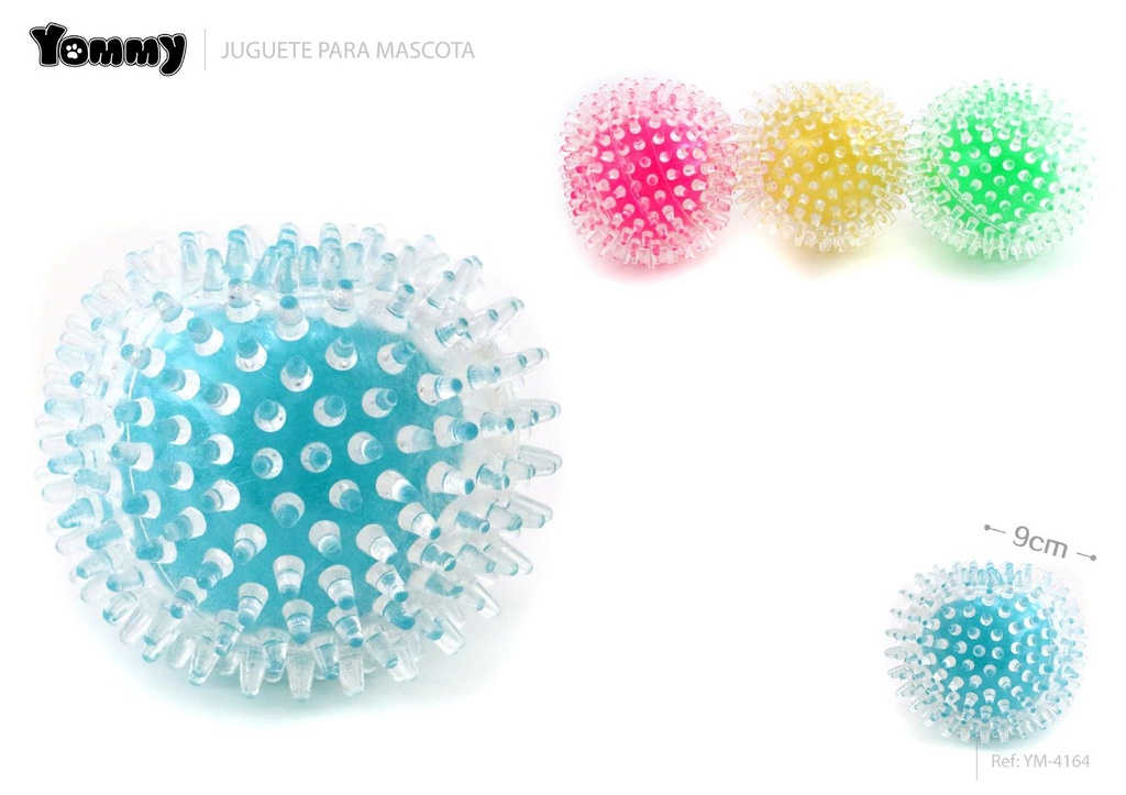 Juguete de goma transparente para mascotas de 9cm de diámetro