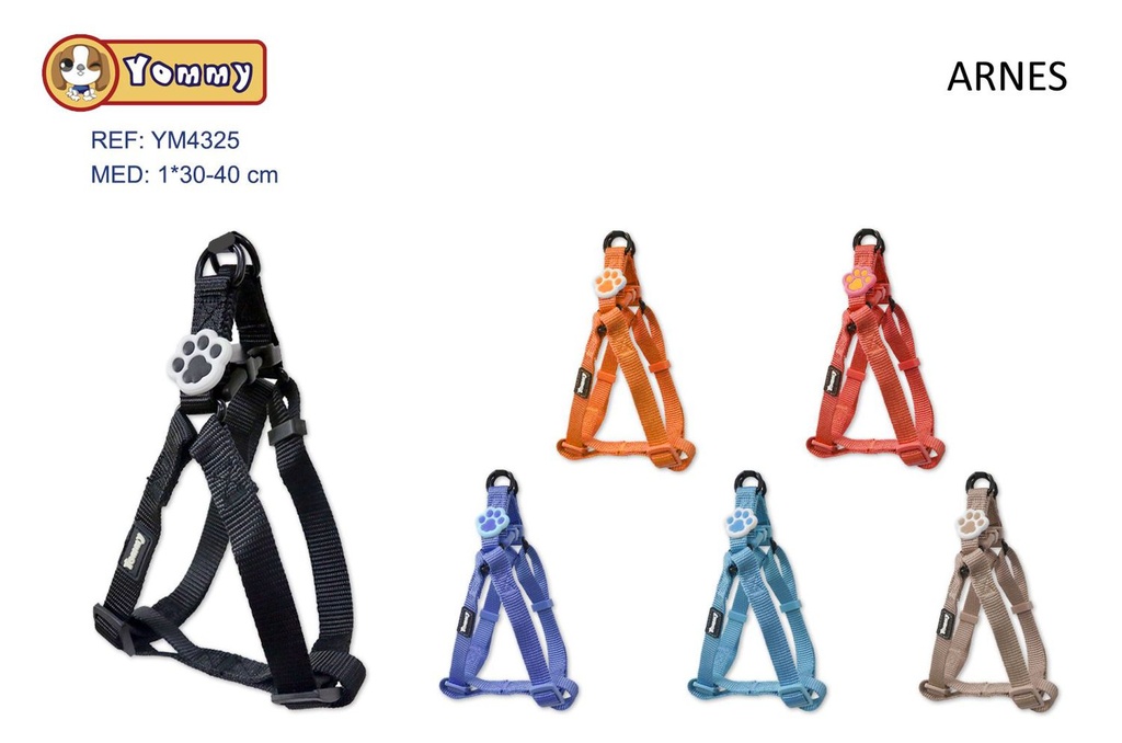 Arnés triangular de 1.0 cm x 30-40 cm con huellas - Accesorios de nylon para mascotas