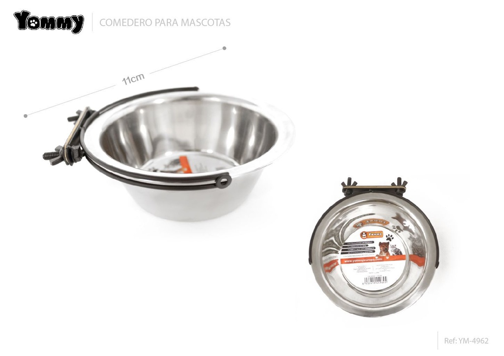 Comedero colgante fijo 11cm - Comederos de acero inoxidable