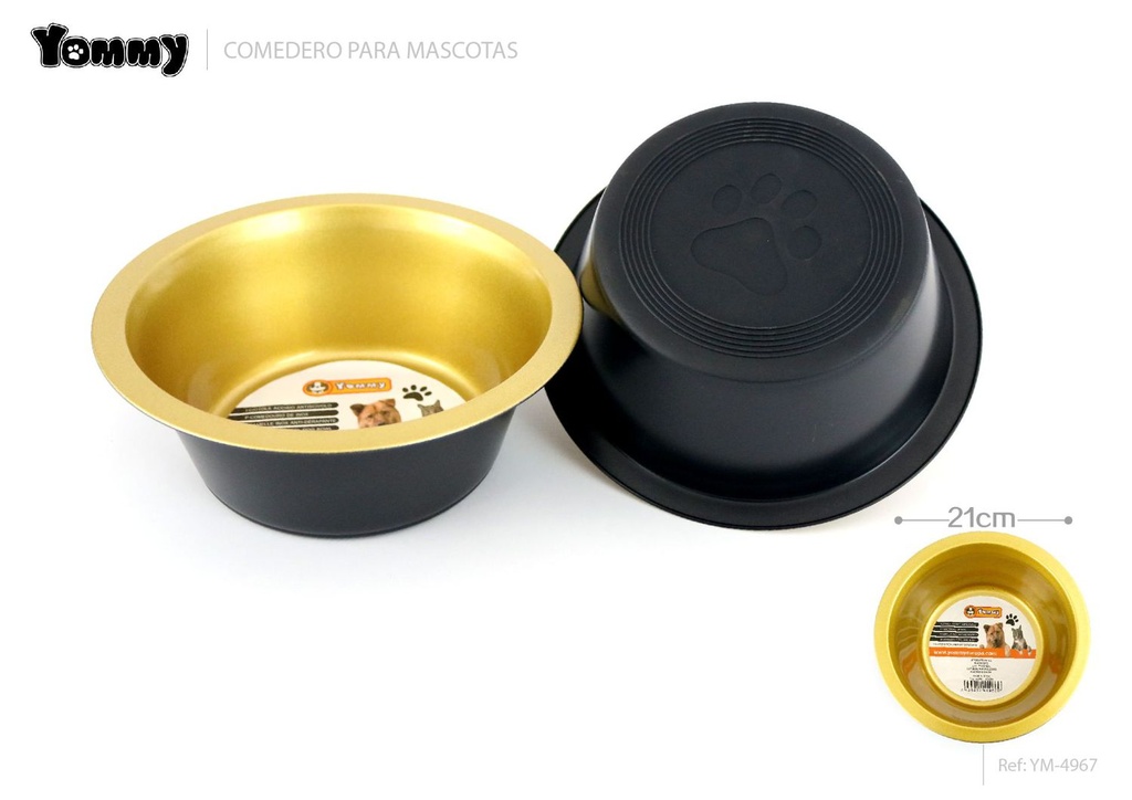 Comedero de acero inoxidable para perros 21cm para alimentación de mascotas