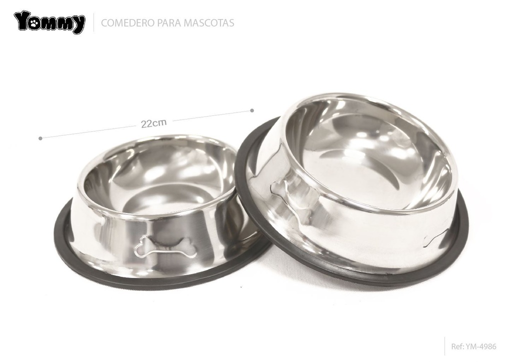 Cuenco para perros de acero inoxidable 22cm - Accesorios para mascotas