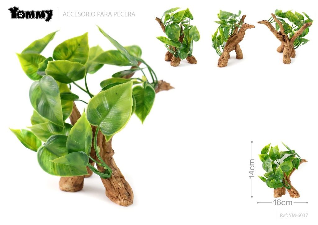 Planta acuática de plástico 16x10.5x14cm - Decoración para acuarios