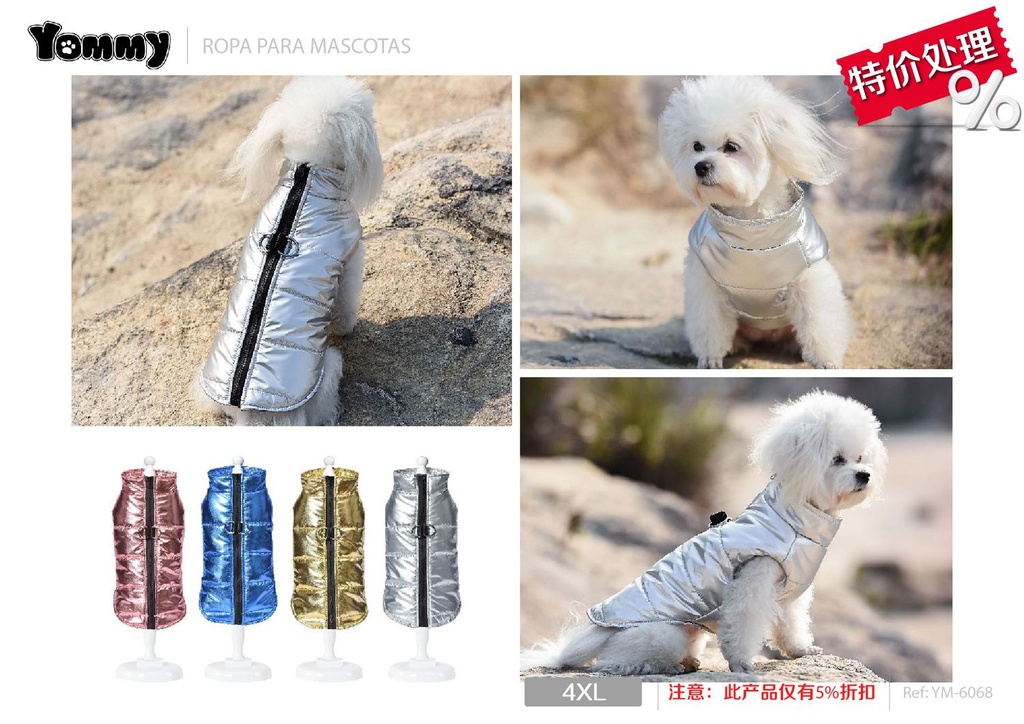 Ropa anorak brillo para perros 4XL - Accesorios para mascotas