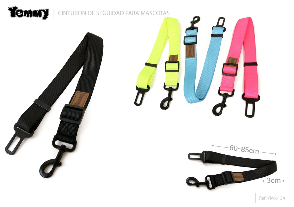 Cinturón de coche para perro 3.0cmx60x85cm para seguridad