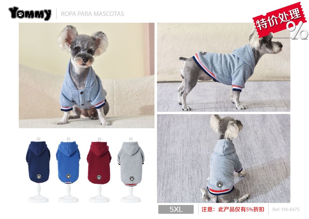 Sudadera rayas para perro 5XL - Ropa para mascotas