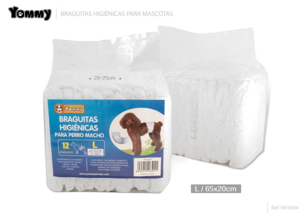 Braguitas higiénicas para perro macho talla L - Accesorios para mascotas