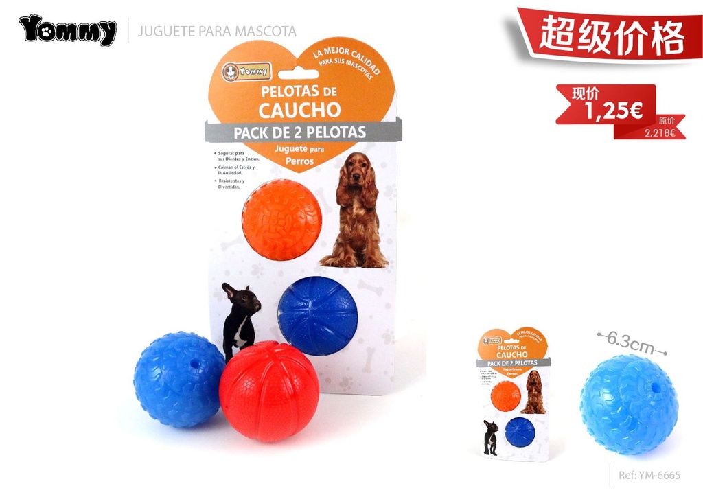 Juguete TPR barbell con silbato (dos bolas) 6.35 cm - Juguetes para mascotas