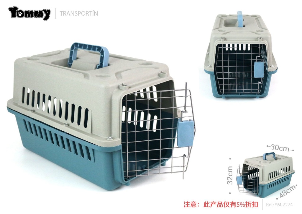 Transportín para mascotas (azul) 48x32x30cm - Accesorios para mascotas
