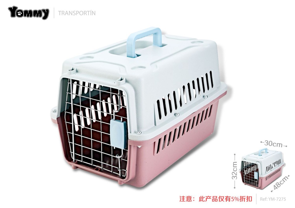 Transportín para mascotas (rosa) 48x32x30cm - Accesorios para mascotas