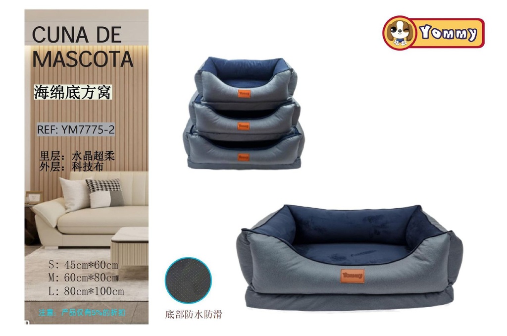 Cuna de perro gris 3 piezas - Accesorios para mascotas y confort canino