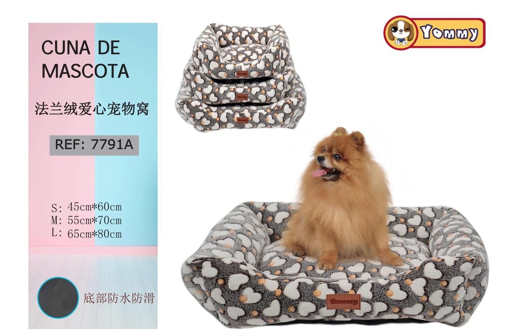 Cuna de perro de felpa con diseño de huella 3 piezas - Cama para mascotas 