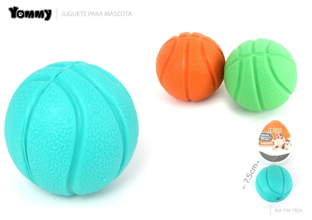 Juguete TPR de baloncesto con sonido 7.5cm - Accesorios para mascotas