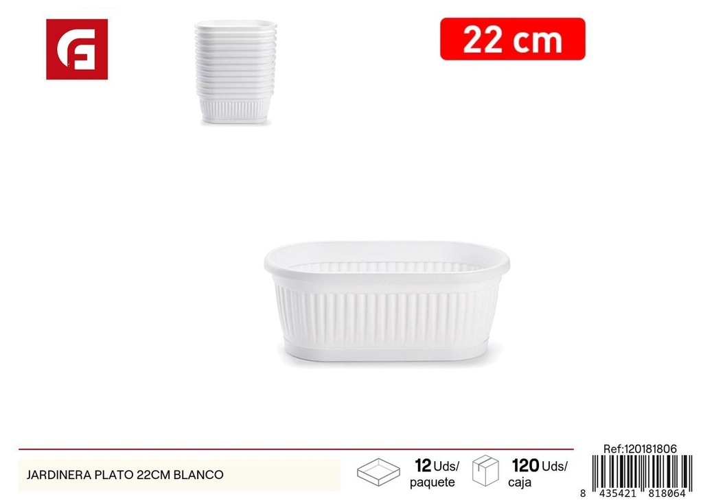 Jardinera+plato 22 cm blanco - Utensilios de cocina y macetas